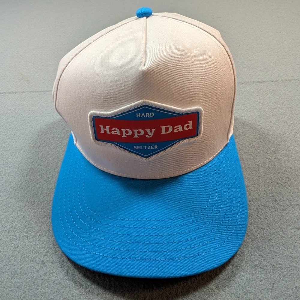 Happy Dad Hard Seltzer Hat Mens OSFM Blue White Snapback Trucker Cap